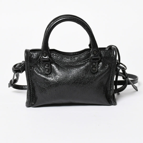 極美品 BALENCIAGA バレンシアガ Le City ル シティ ミニハンドバッグ 819671 ショルダーバッグ 2WAY ラムスキン ブラック 中古 4a008221