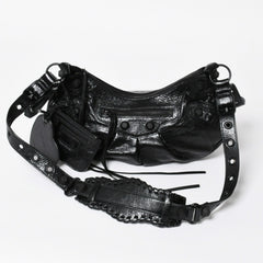 新品同様品 BALENCIAGA バレンシアガ Le Cagole ルカゴール ショルダーバッグ ブラック 671307 アリーナラムスキン 中古 4a008141