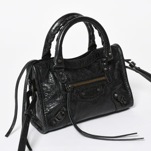 極美品 BALENCIAGA バレンシアガ Le City ル シティ ミニハンドバッグ 819671 ショルダーバッグ 2WAY ラムスキン ブラック 中古 4a008221