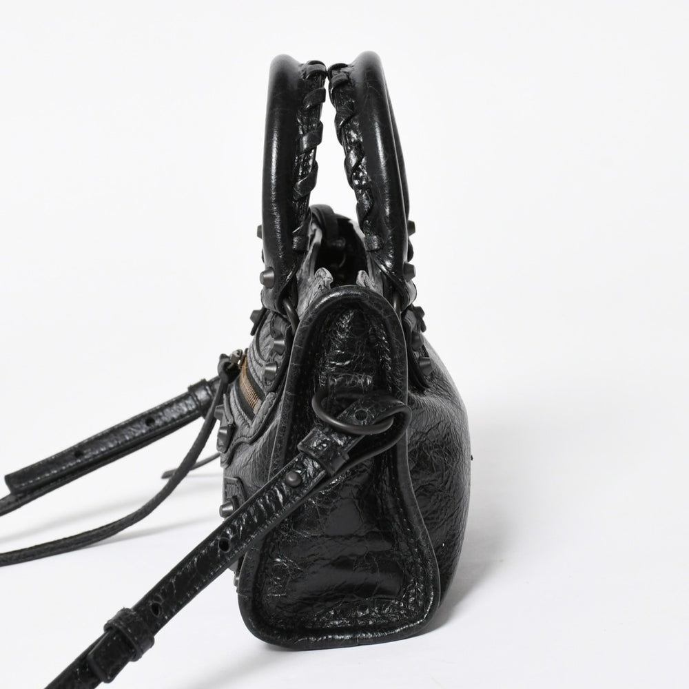 極美品 BALENCIAGA バレンシアガ Le City ル シティ ミニハンドバッグ 819671 ショルダーバッグ 2WAY ラムスキン ブラック 中古 4a008221