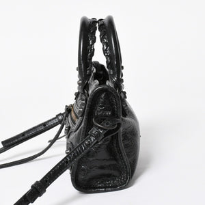 極美品 BALENCIAGA バレンシアガ Le City ル シティ ミニハンドバッグ 819671 ショルダーバッグ 2WAY ラムスキン ブラック 中古 4a008221