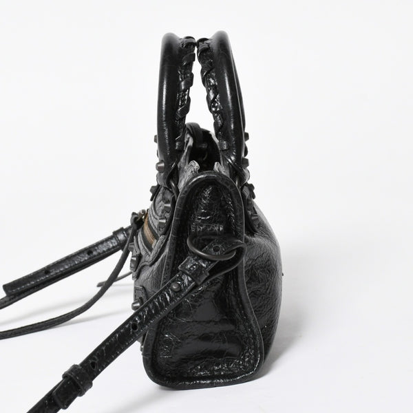 極美品 BALENCIAGA バレンシアガ Le City ル シティ ミニハンドバッグ 819671 ショルダーバッグ 2WAY ラムスキン ブラック 中古 4a008221