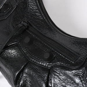 新品同様品 BALENCIAGA バレンシアガ Le Cagole ルカゴール ショルダーバッグ ブラック 671307 アリーナラムスキン 中古 4a008141