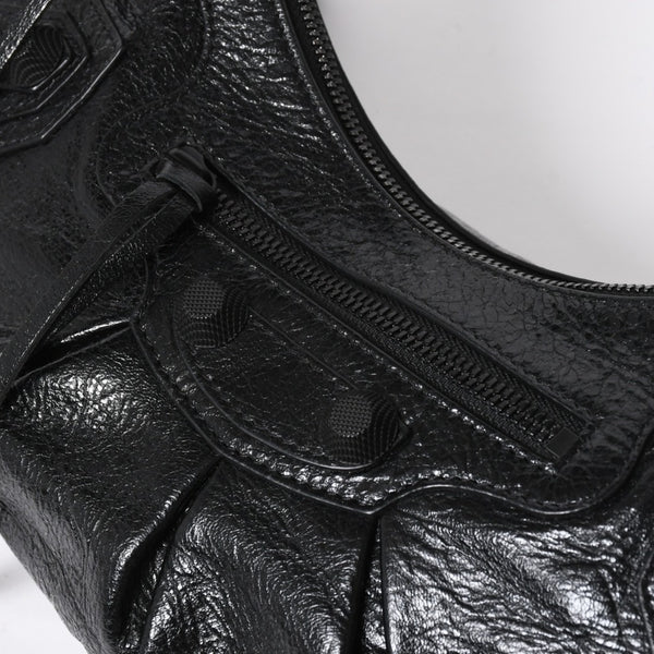 新品同様品 BALENCIAGA バレンシアガ Le Cagole ルカゴール ショルダーバッグ ブラック 671307 アリーナラムスキン 中古 4a008141