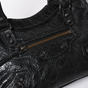 極美品 BALENCIAGA バレンシアガ Le City ル シティ ミニハンドバッグ 819671 ショルダーバッグ 2WAY ラムスキン ブラック 中古 4a008221