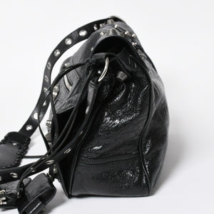 極美品 BALENCIAGA バレンシアガ ル カゴール ミディアム 719093 ショルダーバッグ バッグ ブラック シルバー金具 中古 4a008220