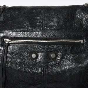 極美品 BALENCIAGA バレンシアガ ル カゴール ミディアム 719093 ショルダーバッグ バッグ ブラック シルバー金具 中古 4a008220