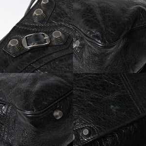 極美品 BALENCIAGA バレンシアガ ル カゴール ミディアム 719093 ショルダーバッグ バッグ ブラック シルバー金具 中古 4a008220
