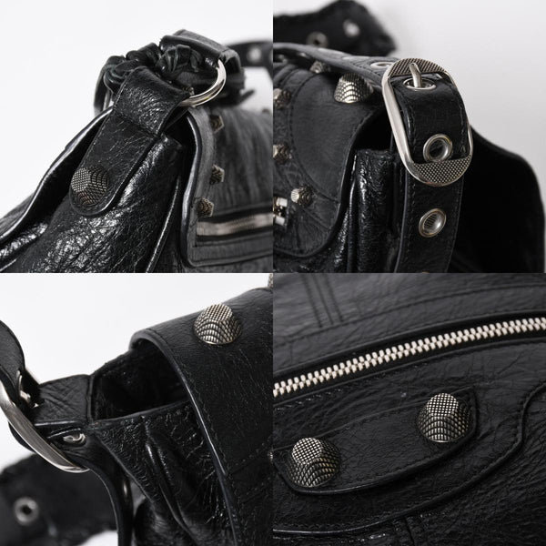極美品 BALENCIAGA バレンシアガ ル カゴール ミディアム 719093 ショルダーバッグ バッグ ブラック シルバー金具 中古 4a008220