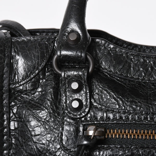極美品 BALENCIAGA バレンシアガ Le City ル シティ ミニハンドバッグ 819671 ショルダーバッグ 2WAY ラムスキン ブラック 中古 4a008221