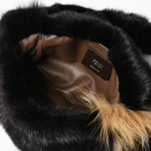 新品同様品 FENDI フェンディ ショルダーバッグ バッグ ファー ブラック ブラウン ホワイト 8BH250-D7E 中古 4a008222