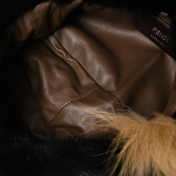 新品同様品 FENDI フェンディ ショルダーバッグ バッグ ファー ブラック ブラウン ホワイト 8BH250-D7E 中古 4a008222