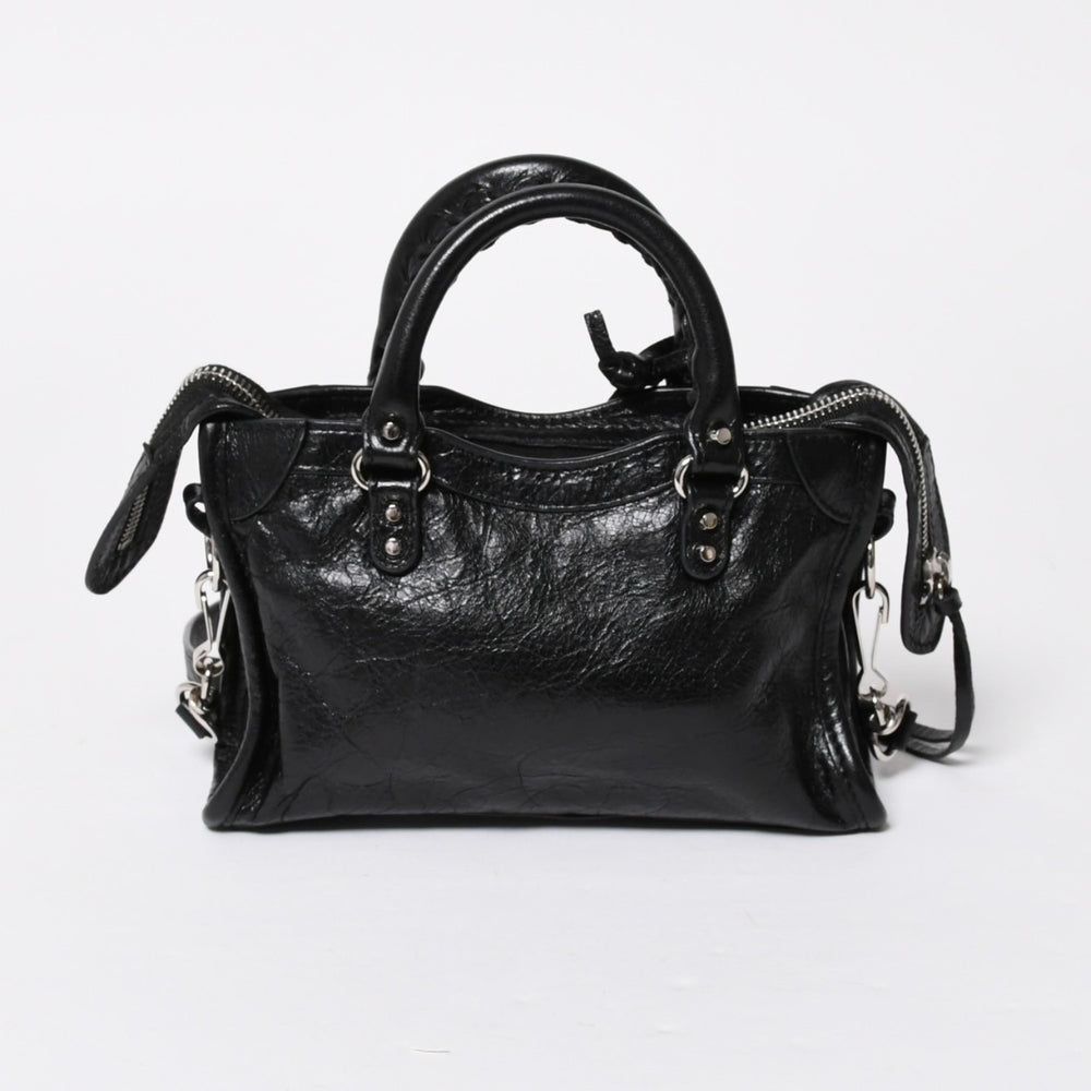 極美品 BALENCIAGA バレンシアガ Le City Mini ル・シティ ミニ 2WAY ハンドバッグ ショルダーバッグ 505555 ブラック シルバー金具 中古 4a008278