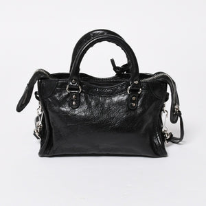 極美品 BALENCIAGA バレンシアガ Le City Mini ル・シティ ミニ 2WAY ハンドバッグ ショルダーバッグ 505555 ブラック シルバー金具 中古 4a008278