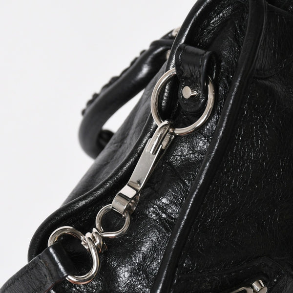 極美品 BALENCIAGA バレンシアガ Le City Mini ル・シティ ミニ 2WAY ハンドバッグ ショルダーバッグ 505555 ブラック シルバー金具 中古 4a008278