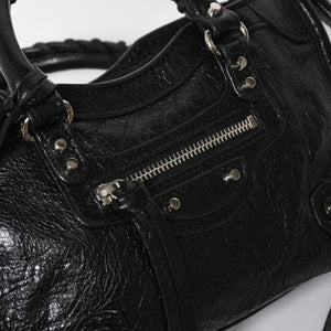 極美品 BALENCIAGA バレンシアガ Le City Mini ル・シティ ミニ 2WAY ハンドバッグ ショルダーバッグ 505555 ブラック シルバー金具 中古 4a008278