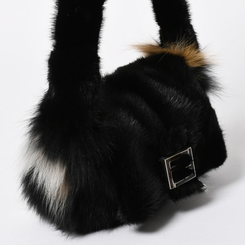 Like new item FENDI shoulder bag bag fur black brown white 8BH250-D7E used 4a008222