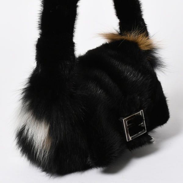新品同様品 FENDI フェンディ ショルダーバッグ バッグ ファー ブラック ブラウン ホワイト 8BH250-D7E 中古 4a008222