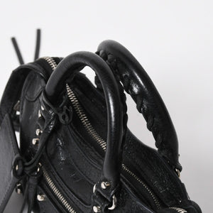極美品 BALENCIAGA バレンシアガ Le City Mini ル・シティ ミニ 2WAY ハンドバッグ ショルダーバッグ 505555 ブラック シルバー金具 中古 4a008278