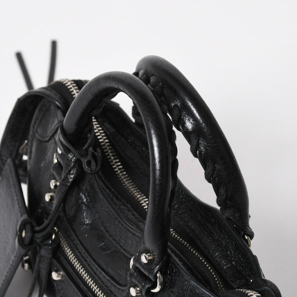 極美品 BALENCIAGA バレンシアガ Le City Mini ル・シティ ミニ 2WAY ハンドバッグ ショルダーバッグ 505555 ブラック シルバー金具 中古 4a008278