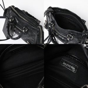 極美品 BALENCIAGA バレンシアガ Le City Mini ル・シティ ミニ 2WAY ハンドバッグ ショルダーバッグ 505555 ブラック シルバー金具 中古 4a008278