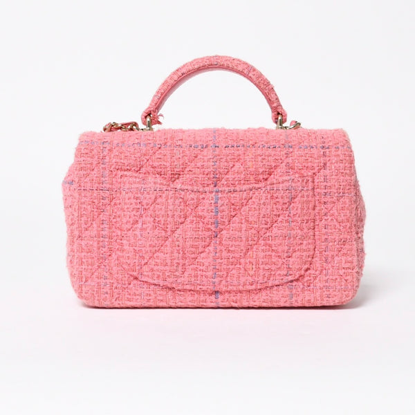 新品同様 CHANEL シャネル チェーンショルダーバッグ ランダム番台 ココマーク ツイード マトラッセ ピンク ゴールド金具 中古 4a008243