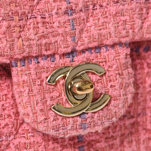 新品同様 CHANEL シャネル チェーンショルダーバッグ ランダム番台 ココマーク ツイード マトラッセ ピンク ゴールド金具 中古 4a008243