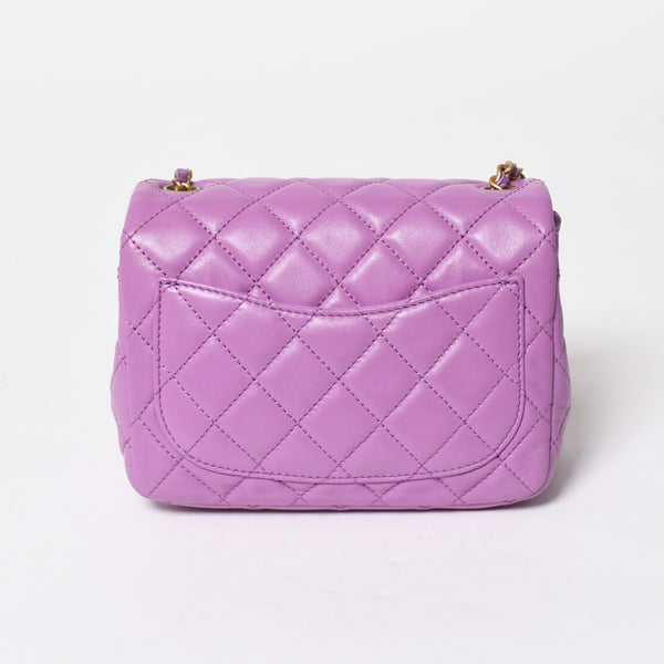 極美品 CHANEL シャネル ミニマトラッセ16 Sフラップ Sチェーンショルダーバッグ ランダム番台 ココマーク ラムスキン ラベンダー 中古 4a008217