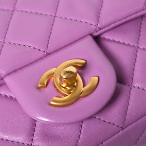 極美品 CHANEL シャネル ミニマトラッセ16 Sフラップ Sチェーンショルダーバッグ ランダム番台 ココマーク ラムスキン ラベンダー 中古 4a008217