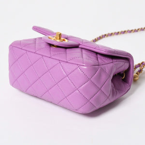 極美品 CHANEL シャネル ミニマトラッセ16 Sフラップ Sチェーンショルダーバッグ ランダム番台 ココマーク ラムスキン ラベンダー 中古 4a008217