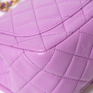 極美品 CHANEL シャネル ミニマトラッセ16 Sフラップ Sチェーンショルダーバッグ ランダム番台 ココマーク ラムスキン ラベンダー 中古 4a008217