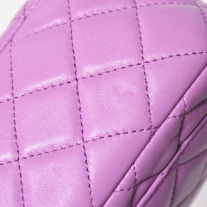 極美品 CHANEL シャネル ミニマトラッセ16 Sフラップ Sチェーンショルダーバッグ ランダム番台 ココマーク ラムスキン ラベンダー 中古 4a008217