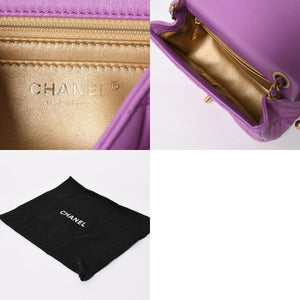 極美品 CHANEL シャネル ミニマトラッセ16 Sフラップ Sチェーンショルダーバッグ ランダム番台 ココマーク ラムスキン ラベンダー 中古 4a008217
