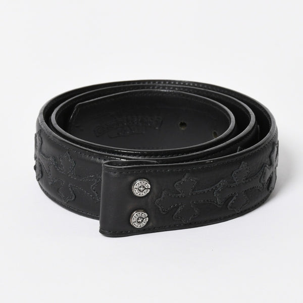 CHROME HEARTS クロムハーツ クロスパッチ ベルトストラップ サイズ32 レザー シルバー925 ブラック 美品 中古 4a008227