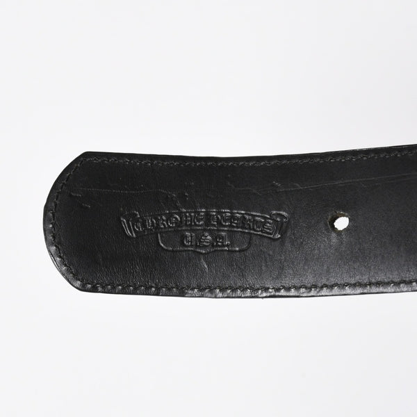 CHROME HEARTS クロムハーツ クロスパッチ ベルトストラップ サイズ32 レザー シルバー925 ブラック 美品 中古 4a008227