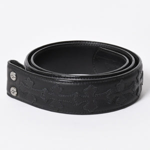 CHROME HEARTS クロムハーツ クロスパッチ ベルトストラップ サイズ32 レザー シルバー925 ブラック 美品 中古 4a008227