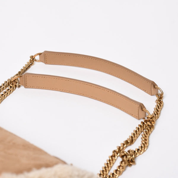 新品同様品 Saint Laurent サンローラン ニキ シアリング ショルダーバッグ バッグ ブラウン ベージュ ゴールド金具 中古 4a008223