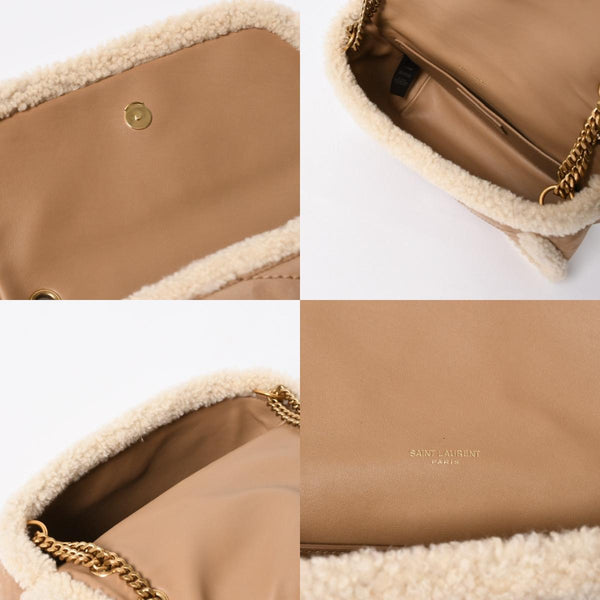 新品同様品 Saint Laurent サンローラン ニキ シアリング ショルダーバッグ バッグ ブラウン ベージュ ゴールド金具 中古 4a008223