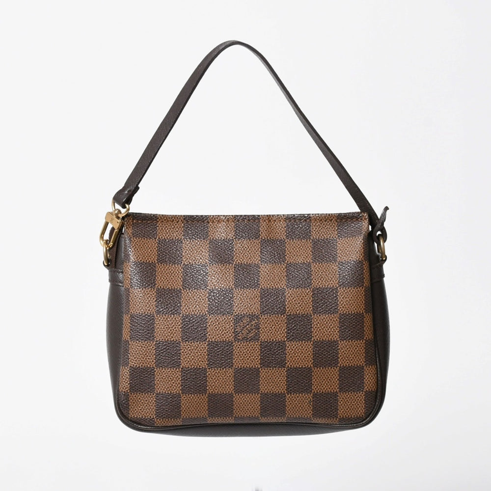 極美品 LOUIS VUITTON ルイヴィトン トゥルースメイクアップポーチ ハンドバッグ N51982 ダミエキャンバス ブラウン ゴールド金具 中古 4a007881