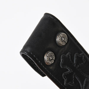 CHROME HEARTS クロムハーツ クロスパッチ ベルトストラップ サイズ32 レザー シルバー925 ブラック 美品 中古 4a008227