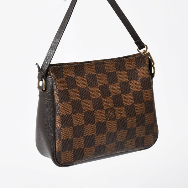 極美品 LOUIS VUITTON ルイヴィトン トゥルースメイクアップポーチ ハンドバッグ N51982 ダミエキャンバス ブラウン ゴールド金具 中古 4a007881
