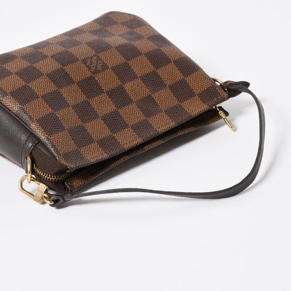 極美品 LOUIS VUITTON ルイヴィトン トゥルースメイクアップポーチ ハンドバッグ N51982 ダミエキャンバス ブラウン ゴールド金具 中古 4a007881