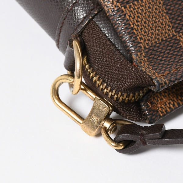 極美品 LOUIS VUITTON ルイヴィトン トゥルースメイクアップポーチ ハンドバッグ N51982 ダミエキャンバス ブラウン ゴールド金具 中古 4a007881