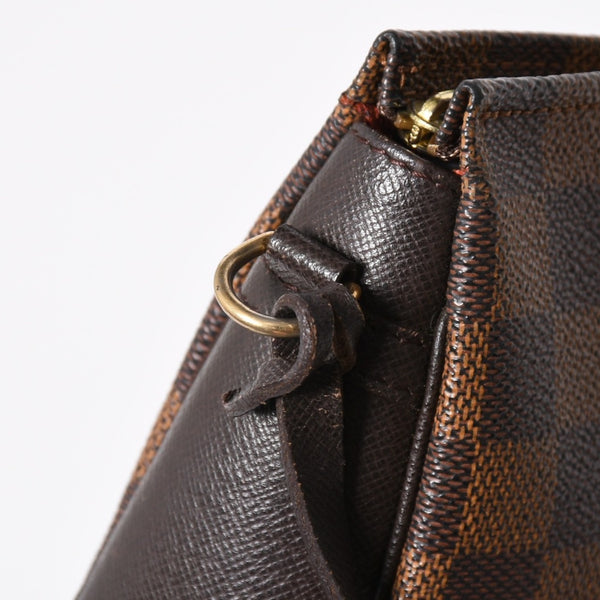 極美品 LOUIS VUITTON ルイヴィトン トゥルースメイクアップポーチ ハンドバッグ N51982 ダミエキャンバス ブラウン ゴールド金具 中古 4a007881