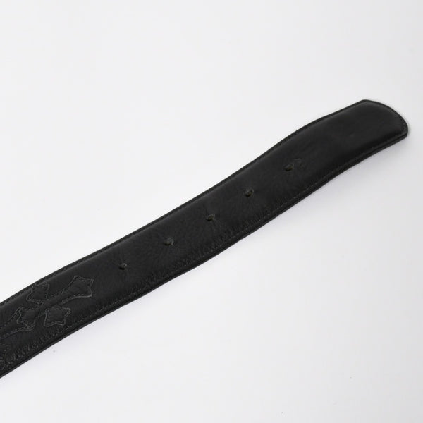 CHROME HEARTS クロムハーツ クロスパッチ ベルトストラップ サイズ32 レザー シルバー925 ブラック 美品 中古 4a008227