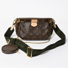 極美品 LOUIS VUITTON ルイヴィトン モノグラム ミュルティポシェット アクセソワール カーキ ショルダーバッグ M44813 中古 4a007860
