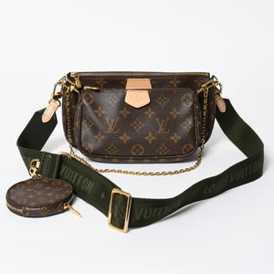 極美品 LOUIS VUITTON ルイヴィトン モノグラム ミュルティポシェット アクセソワール カーキ ショルダーバッグ M44813 中古 4a007860