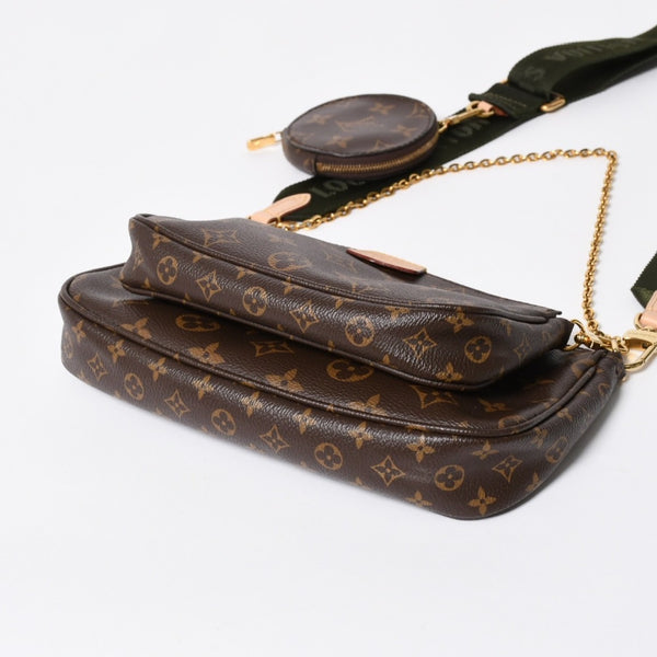 極美品 LOUIS VUITTON ルイヴィトン モノグラム ミュルティポシェット アクセソワール カーキ ショルダーバッグ M44813 中古 4a007860