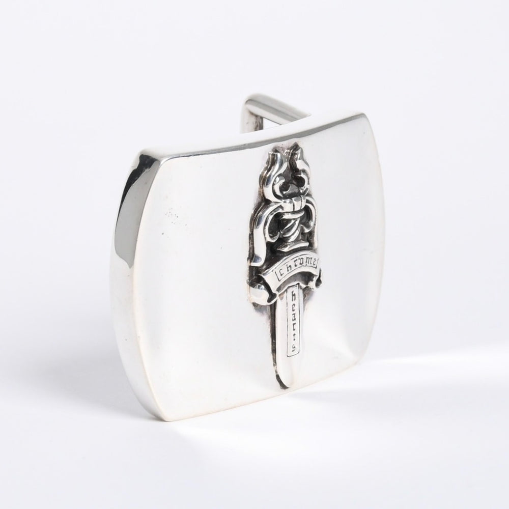 極美品 CHROME HEARTS クロムハーツ BUCKL MIL DGR ミリタリーレイズドダガー バックル 重量約142.86g シルバー925 中古 4a008228