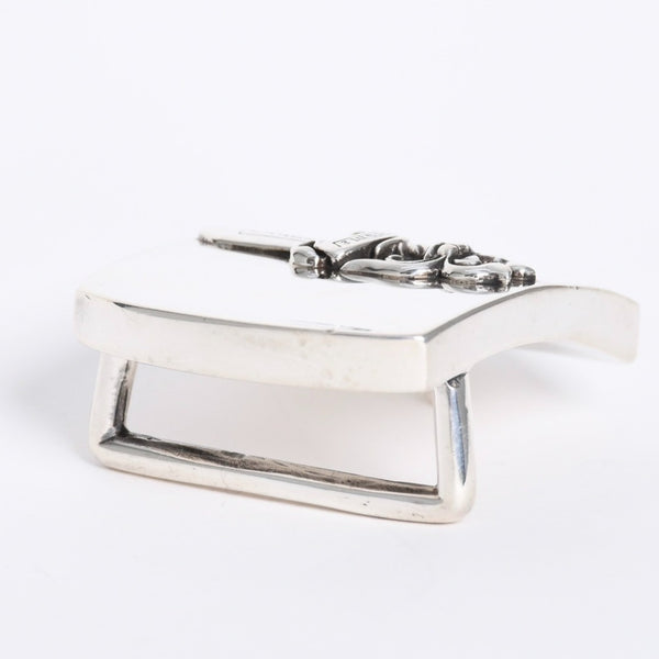 極美品 CHROME HEARTS クロムハーツ BUCKL MIL DGR ミリタリーレイズドダガー バックル 重量約142.86g シルバー925 中古 4a008228